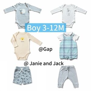 Baby Boy Bundle 6-12M GAP Cotton Onesies Shorts Pants Janie and Jack Outfit Set